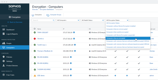 Computer Encryption Dashboard